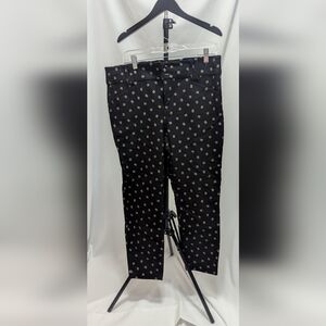 torrid Black Ankle Pants with Gold Geometric Print